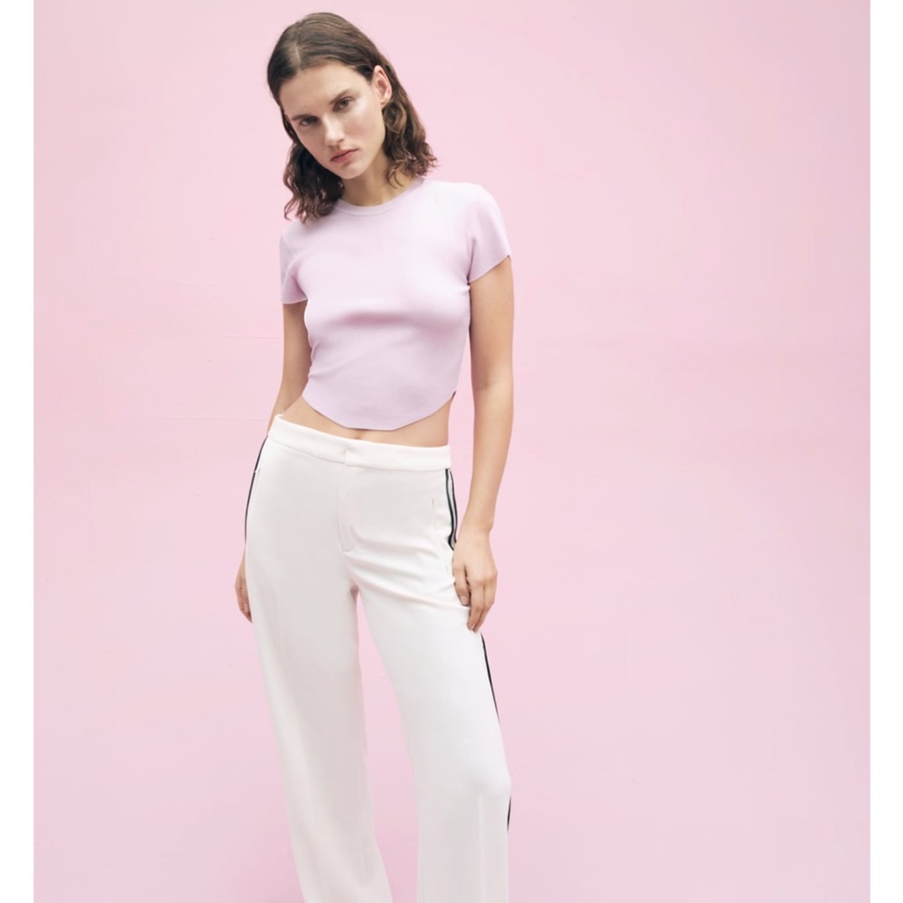 Zara pink (orchid)ribbed rounded hem. Size small